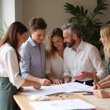 Équipe de designers de Maison d'Art et Co lors d'une séance de création